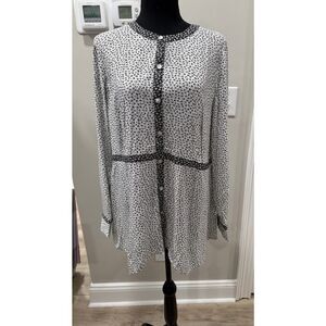 Cottagecore J.Jill Gorgeous Cream Tunic Top Ditsy Floral Rayon Small NWT